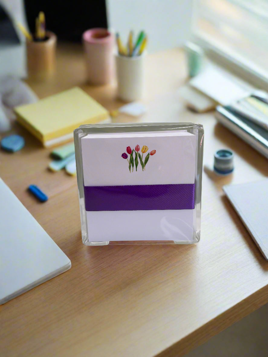 Tulip Notepad with Acrylic Holder – Holidays in Bloom