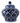 Blue & White Quatrefoil Lidded Ceramic Vase 10"