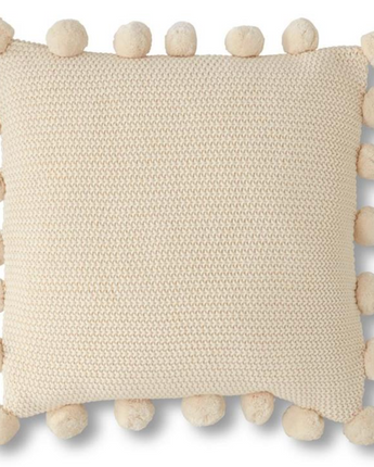 Moss Stitch Knit Pillow with Pompoms 20"