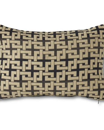 20" Rectangular Cream & Black Geometric Woven Line Pillow