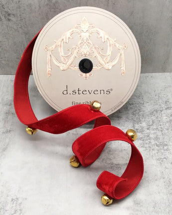 1.5" Red Velvet Jingle Bells Ribbon