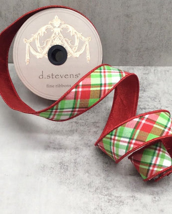 1.5" Multicolor Diagonal Plaid Ribbon