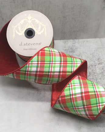 4" Multicolor Diagonal Plaid Ribbon