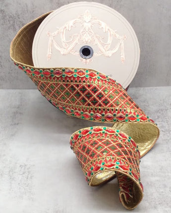 4" Red and Green Sequin Ribbon