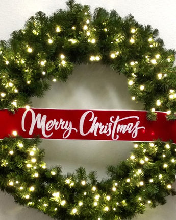 70" Red Velvet Banner with Merry Christmas