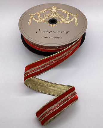 1.5" Red Velvet Ribbon with Jeweled Center