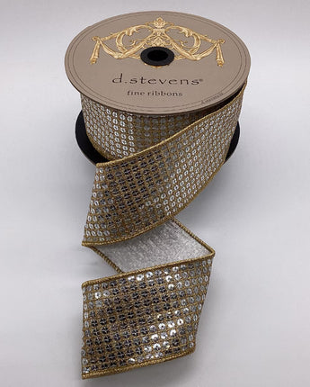 2.5" Gold Metallic Sequin Ribbon