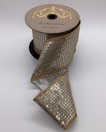 4" Gold Metallic Sequin Ribbon