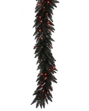 9' Lighted Black Dura-Lit Garland