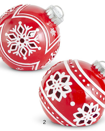 Red & White Resin LED Ornaments with Timer (Sold Separately)