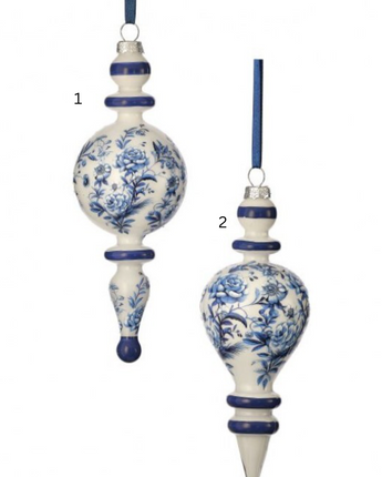 8" Glass Floral Print Finial (Sold Separately)