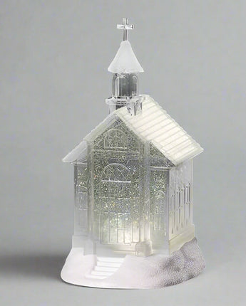 10.25" Swirling Glitter Church Water Globe