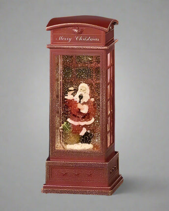 10" Phone Booth with Santa Water Globe