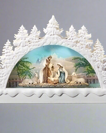 9" Lighted Arch Holy Family Water Globe