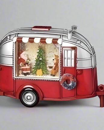 6.5" Santa & Reindeer Camper Water Globe