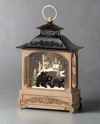 10.5" Bear Family and Cabin Water Globe