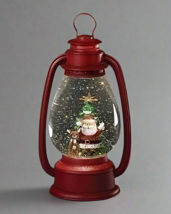 10" Rudolph and Santa Water Lantern