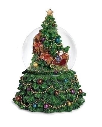 7.5" Christmas Tree with Rotating Santa Snowglobe