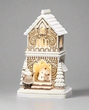 19" Gingerbread House with Rotating Tree