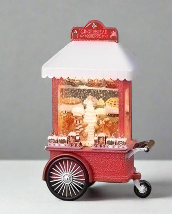 10.75" Gingerbread Shop Cart Water Globe