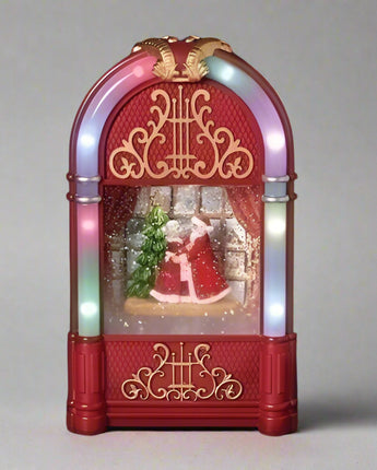 9.75" Juke Box with Dancing Santa & Mrs. Claus Water Globe