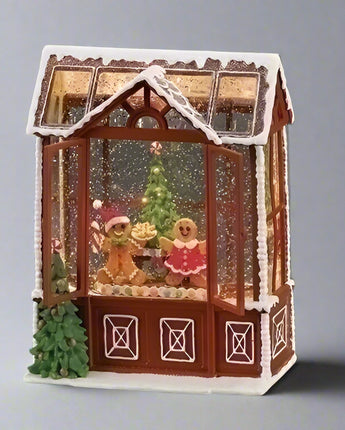 8.5" Gingerbread Greenhouse Water Globe