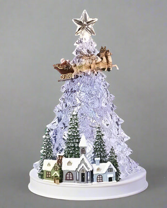 12" Musical Tree with Santa & Reindeer Flyover