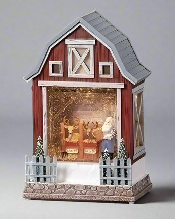 10" Santa Feeding Reindeer Water Globe