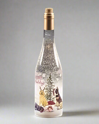 12" "Happy Howlidays" Wine Bottle Water Globe