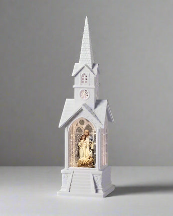 15" Holy Family in Church Water Globe