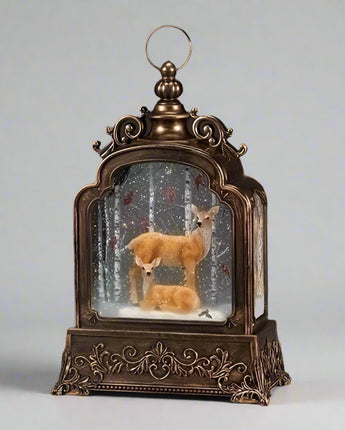 12" Deer Family with Cardinals Water Globe