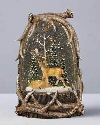 8.75" Deer Family in Forest Water Globe