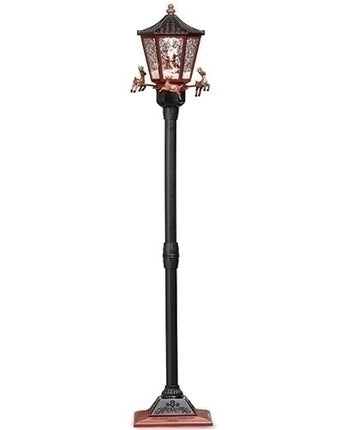 55" Lantern on Lamppost with Santa and Flying Reindeer