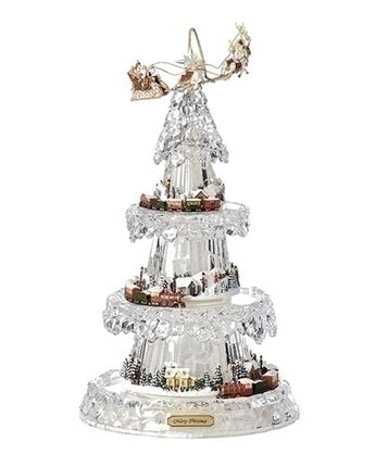 18.5" 4-Layer Village Tree with Rotating Figures