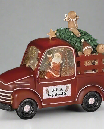 8" Santa's Truck with Gingerbread Water Globe