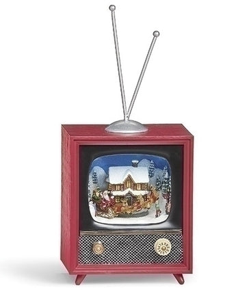 6" Vintage TV with Rotating Village