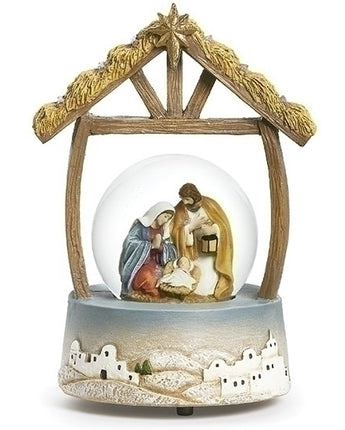 8" Holy Family in Manger Snowglobe
