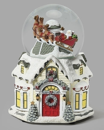 7" Santa over House Snowglobe