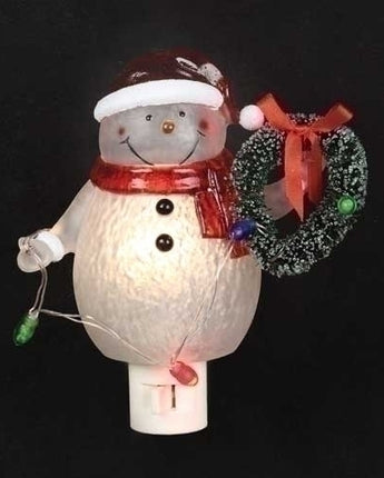 6.5" Snowman with Wreath Nightlight