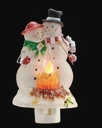 5.5" Snowman Couple Campfire Nightlight
