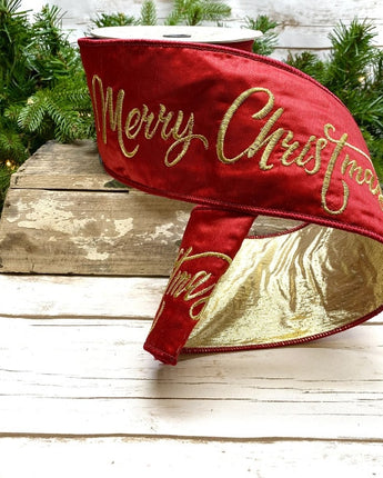 4" Red "Merry Christmas" Ribbon
