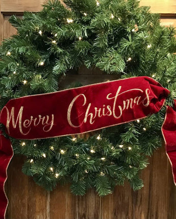 70" Red Velvet "Merry Christmas" Banner
