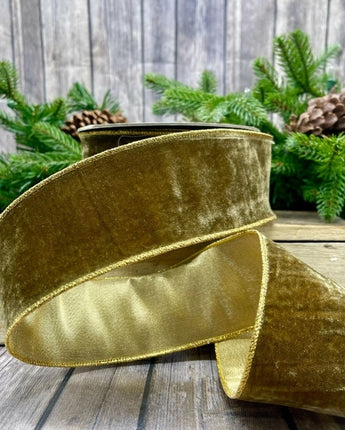 2.5" Bark Vintage French Velvet Ribbon