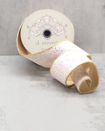 2.5" Icy Iridescent Sugar Plum Glitter Ribbon