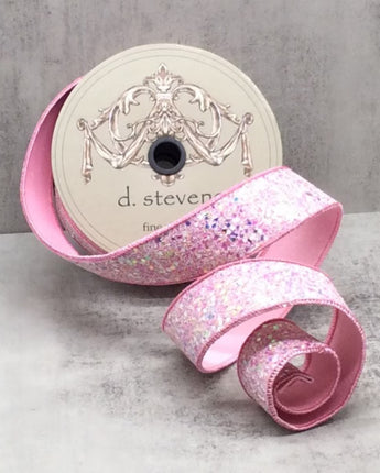 1.5" Pink Sugar Plum Glitter Ribbon