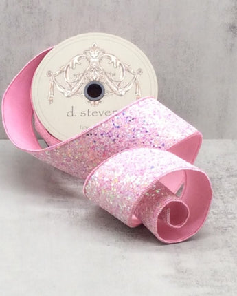 2.5" Pink Sugar Plum Glitter Ribbon