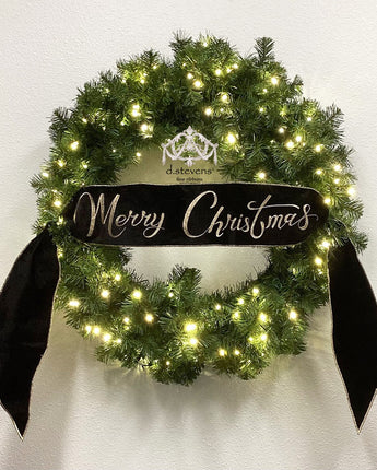 70" Black Velvet "Merry Christmas" Banner