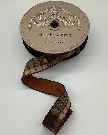 1.5" Brown Wool Plaid Ribbon with Bells