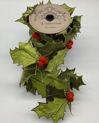 4" Chartreuse Cut-Out Holly Ribbon