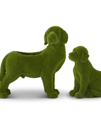 Resin Green Flocked Mossy Dog Container (Sold Separately)
